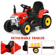 Load image into Gallery viewer, 12V Kids Ride On Tractor with Trailer Ground Loader-Red