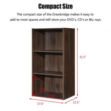 Load image into Gallery viewer, 3 Open Shelf Bookcase Modern Storage Display Cabinet-Walnut