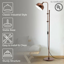 Load image into Gallery viewer, Industrial Floor Standing Pole Lamp with Adjustable Lamp Head