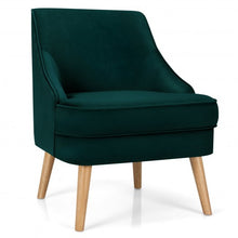 Load image into Gallery viewer, Velvet Upholstered Accent Chair with Rubber Wood Legs-Green