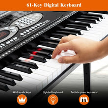 Load image into Gallery viewer, 61 Key Electronic Piano with Lighted Keys Stand Bench Headphone
