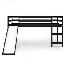 Load image into Gallery viewer, Twin Size Low Sturdy Loft Bed with Slide Wood -Espresso