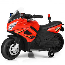 Load image into Gallery viewer, 6V Kids 4-Wheel Ride On Police Motorcycle with Training Wheels-Red