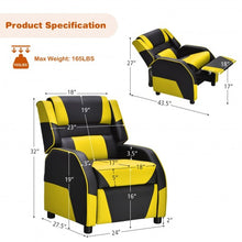 Load image into Gallery viewer, Kids Youth PU Leather Gaming Sofa Recliner with Headrest and Footrest-Yellow