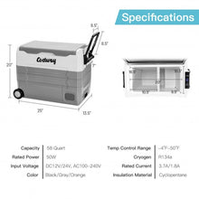 Load image into Gallery viewer, 58 Quarts Car Refrigerator Portable RV Freezer Dual Zone with Wheel-Gray