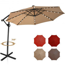 Load image into Gallery viewer, 10FT 360° Rotation Solar Powered LED Patio Offset Umbrella-Beige