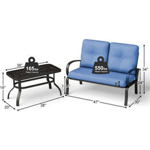 Load image into Gallery viewer, 2 Pcs Patio Outdoor Cushioned Coffee Table Seat-Blue