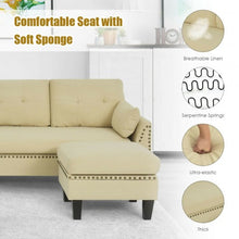 Load image into Gallery viewer, Convertible 4-Seat L-Shaped Sectional Sofa Couch with Storage Ottoman-Beige