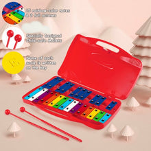 Load image into Gallery viewer, 25 Notes Kids Glockenspiel Chromatic Metal Xylophone-Red