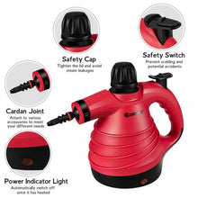 Load image into Gallery viewer, 1050W Portable Multipurpose Pressurized Handheld Steam Cleaner-Red
