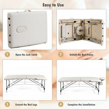 Load image into Gallery viewer, 84'' L Portable Adjustable Massage Bed w/ Carry Case for Facial Salon Spa -White