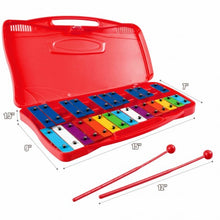 Load image into Gallery viewer, 25 Notes Kids Glockenspiel Chromatic Metal Xylophone-Red