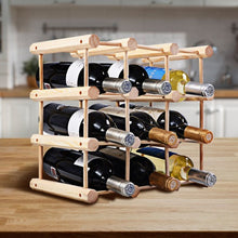 Load image into Gallery viewer, Wooden Bottle Rack Wine Holder for 12 Bottles