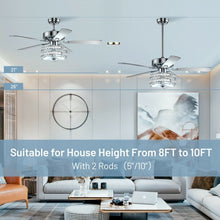 Load image into Gallery viewer, 52" Classical Crystal Ceiling Fan Lamp