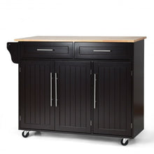Load image into Gallery viewer, Kitchen Island Trolley Wood Top Rolling Storage Cabinet Cart with Knife Block-Brown