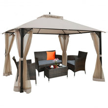 Load image into Gallery viewer, 12" x 10" Outdoor Double Top Patio Gazebo-Beige