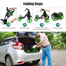 Load image into Gallery viewer, Lightweight Foldable Collapsible 4 Wheels Golf Push Cart-Green