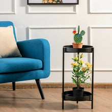 Load image into Gallery viewer, 2 Tier Mid Century Modern Metal Plant Stand-Black