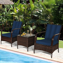 Load image into Gallery viewer, 3 PCS Patio Rattan Furniture Set-Navy