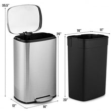 Load image into Gallery viewer, 13.2 Gallon Trash Garbage Can Stainless Steel Bin with Bucket