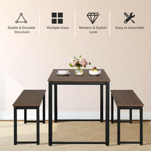 Load image into Gallery viewer, Modern 3 Piece Dining Table with 2 Benches