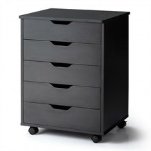 Load image into Gallery viewer, 5 Drawer Mobile Lateral Filing Storage Home Office Floor Cabinet with Wheels-Black