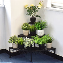 Load image into Gallery viewer, 3-Tier Corner Metal Flower Ladder Plant Stand