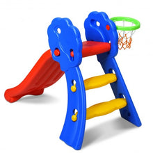 Load image into Gallery viewer, 2 Step Children Folding Slide with Basketball Hoop