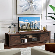 Load image into Gallery viewer, 65" Flat Sliding Barn Door TV Stand-Brown
