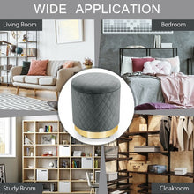 Load image into Gallery viewer, Round Storage Ottoman with Exquisite Pattern and Golden Metal Base for Bedroom