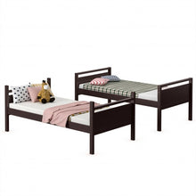 Load image into Gallery viewer, Twin Over Twin Bunk Bed Convertible 2 Individual Beds Wooden -Espresso