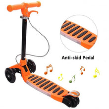 Load image into Gallery viewer, Folding Aluminum 3 LED Light Up Wheels Kids Music Kick Scooter-Orange