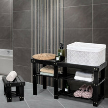 Load image into Gallery viewer, 3-Tier Entryway Bamboo Shoe Rack Bench Stool Storage Organizer