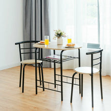 Load image into Gallery viewer, 3 pcs Home Kitchen Bistro Pub Dining Table 2 Chairs Set-Natural