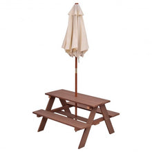 Load image into Gallery viewer, Outdoor 4-Seat Kid's Picnic Table Bench with Umbrella