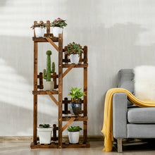 Load image into Gallery viewer, 5-Tier Flower Rack Wood Plant Stand 6 Pots Display Shelf