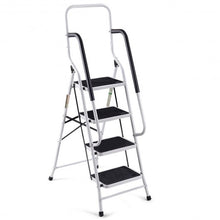 Load image into Gallery viewer, 2-in-1 Non-slip 4 Step Folding Stool Ladder with Handrails