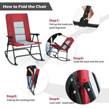 Load image into Gallery viewer, Foldable Rocking Padded Portable Camping Chair with Backrest and Armrest -Red