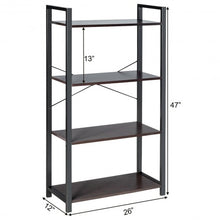 Load image into Gallery viewer, 4-Tier Rustic Bookshelf Industrial Bookcase Diaplay Shelf Storage Rack -Black
