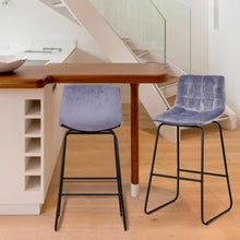 Load image into Gallery viewer, Set of 2 Velvet Bar Stools Pub Kitchen Chairs
