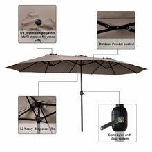 Load image into Gallery viewer, 15' Twin Patio Umbrella Double-Sided Outdoor Market Umbrella without Base -Tan