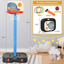 Load image into Gallery viewer, 2 in 1 Kids Basketball Hoop Stand with Ring Toss and Storage Box-Black