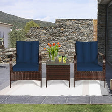 Load image into Gallery viewer, 3 PCS Patio Rattan Furniture Set-Navy