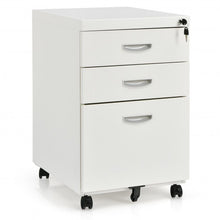 Load image into Gallery viewer, 3-Drawer Mobile File Cabinet Steel with Lock Handle-White