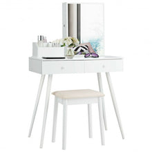 Load image into Gallery viewer, Vanity Dressing Table Set Lockable Jewelry Cabinet with Mirror-White