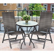 Load image into Gallery viewer, 2 pcs Rattan Folding Reclining  Outdoor Wicker Portable Chairs