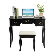 Load image into Gallery viewer, Tri-folding Vanity Makeup Dressing Table Set with Cushioned Stool