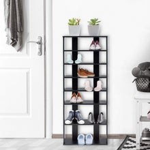 Load image into Gallery viewer, 7-Tier Dual Shoe Rack Free Standing Shelves Storage Shelves Concise-Black