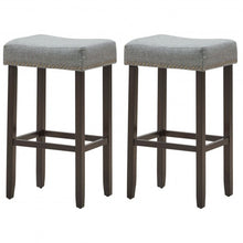 Load image into Gallery viewer, Set of 2 Nailhead Saddle Bar Stools 29" Height