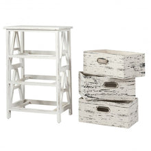 Load image into Gallery viewer, Vintage Wood Frame End Table Chest with 3 Fabric Drawers